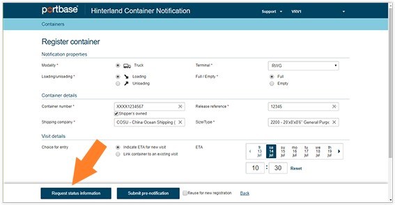 RWG provides status information on your container up front