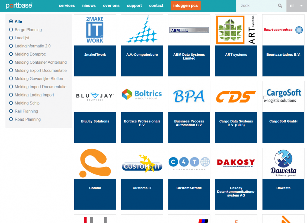 Overzicht Softwareleveranciers - Portbase (1)