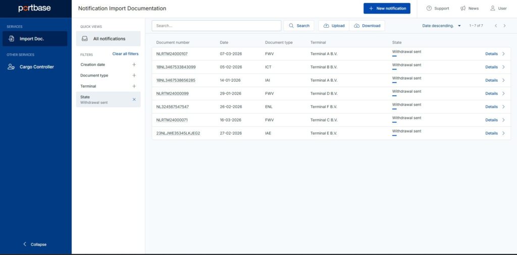 in MID zie je of het verzoek is geaccepteerd of afgewezen. In de tussentijd zie je de status: intrekverzoek gedaan aan terminal.